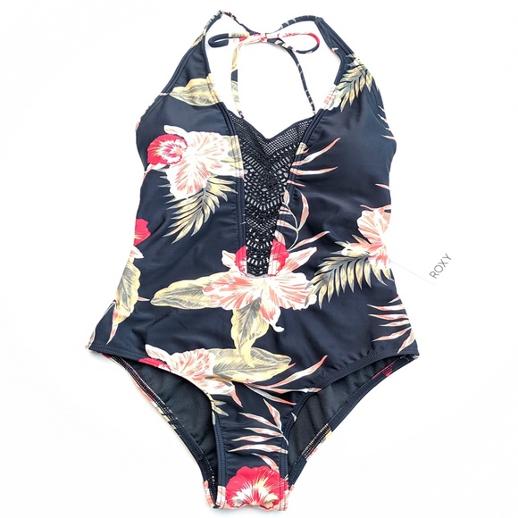 Roxy Women's Sea Lovers Tropical Palm Print Floral One Piece Swimsuit Small - Picture 3 of 6